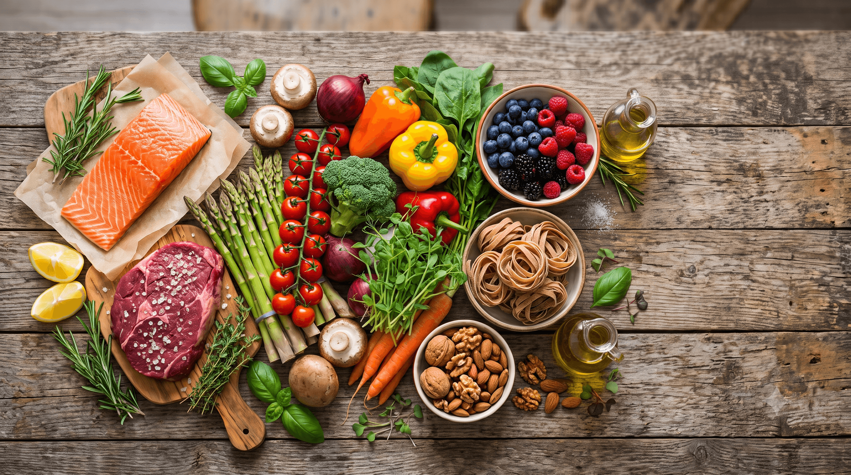 Selección de ingredientes frescos de temporada